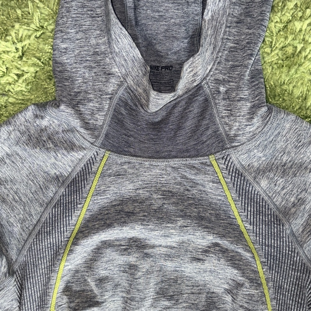 NIKE HOODIE PRO HYPERWARM LIMITLESS DARK GREY/HEATHER/VOLT/BLACK WOMEN - Picture 8 of 12